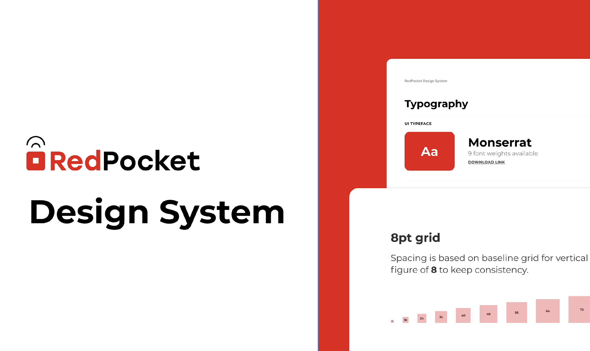RedPocket Mobile design system — typography, 8pt grid, and components